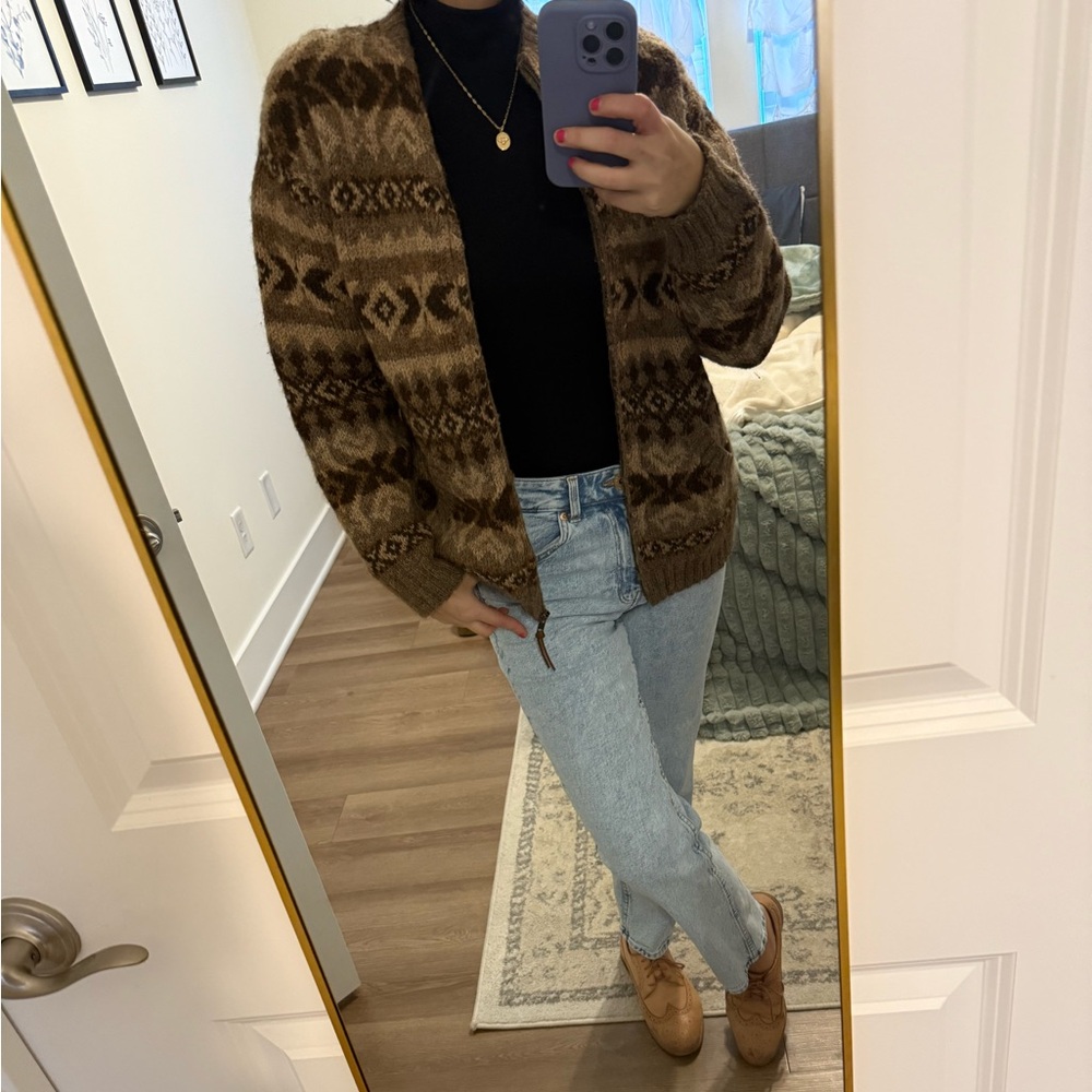 RARE Lauren Ralph Lauren Hand-Knit Wool + Llama Cardigan — Women’s Petite Small